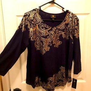 Women’s navy/gold JM Collection blouse size PL